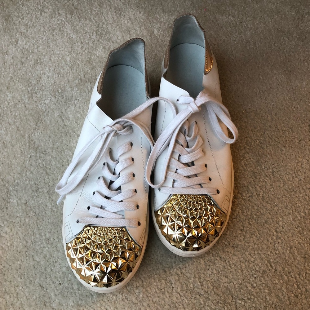 Schutz Erica Sneakers in White and Gold